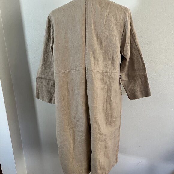 Pure Jill Elements Sz M Linen Open Front Duster Tan Jacket - Picture 4 of 9